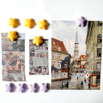 10 gab Krāsaini Zvaigžņu ledusskapja magnēti Mazas magnētiskas uzlīmes ledusskapim 2CM dekoratīvs sīks magnētu komplekts foto sienu dekorēšanai