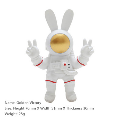 Kosmosa astronauts, radošs sveķu, garausu trusis, 3D lelles dizaina mājas dekors Ledusskapja magnēts Ledusskapja apdares dāvana