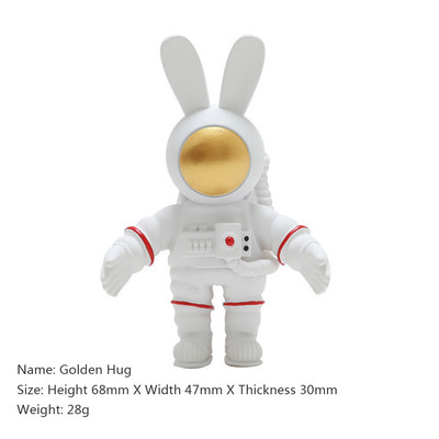 Kosmosa astronauts, radošs sveķu, garausu trusis, 3D lelles dizaina mājas dekors Ledusskapja magnēts Ledusskapja apdares dāvana