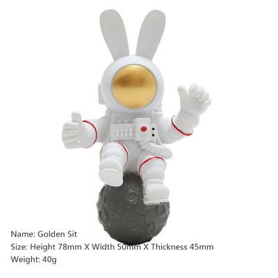 Kosmosa astronauts, radošs sveķu, garausu trusis, 3D lelles dizaina mājas dekors Ledusskapja magnēts Ledusskapja apdares dāvana