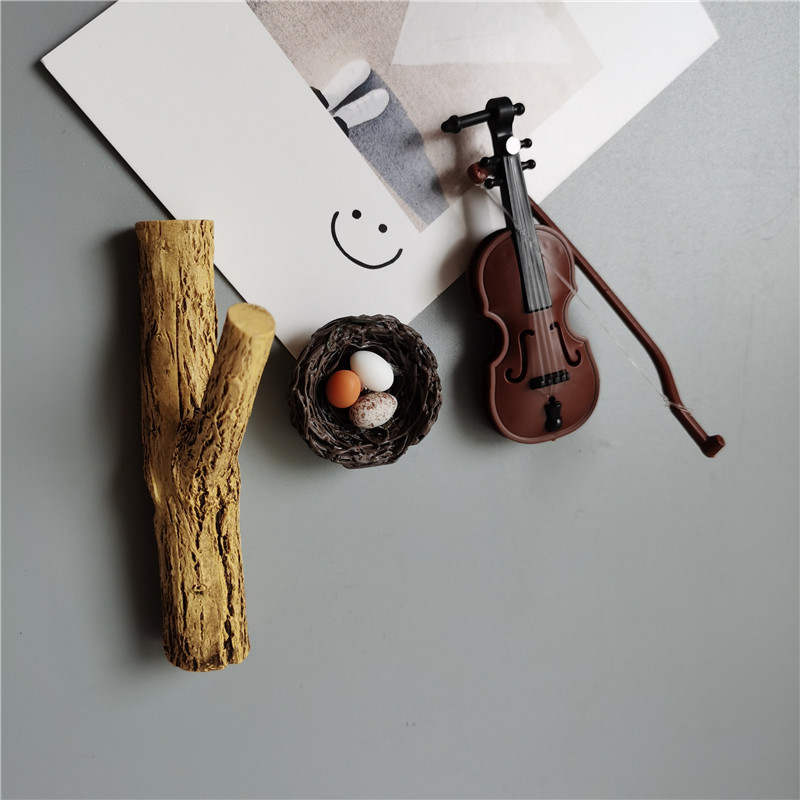 Jauks ledusskapja magnēts Mini imitē putnu ligzdas ledusskapja uzlīmi vijoles rotājumu zaru āķi Ledusskapja uzlīmi mājas dekorēšanai