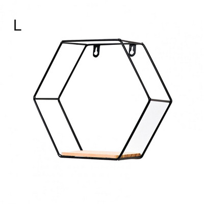 Ziemeļvalstu sešstūrains dzelzs statīvs mazs pods sienas turētājs mājas plaukta glabāšanas turētājs Mājas plaukta glabāšanas turētājs Metāla foto sienas statīvs