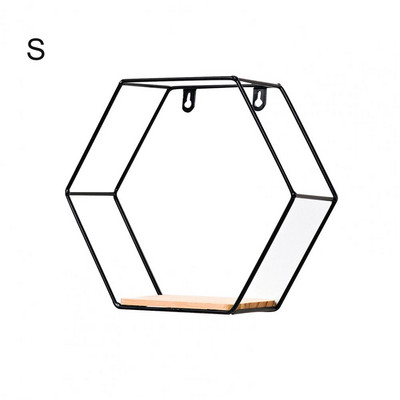 Ziemeļvalstu sešstūrains dzelzs statīvs mazs pods sienas turētājs mājas plaukta glabāšanas turētājs Mājas plaukta glabāšanas turētājs Metāla foto sienas statīvs