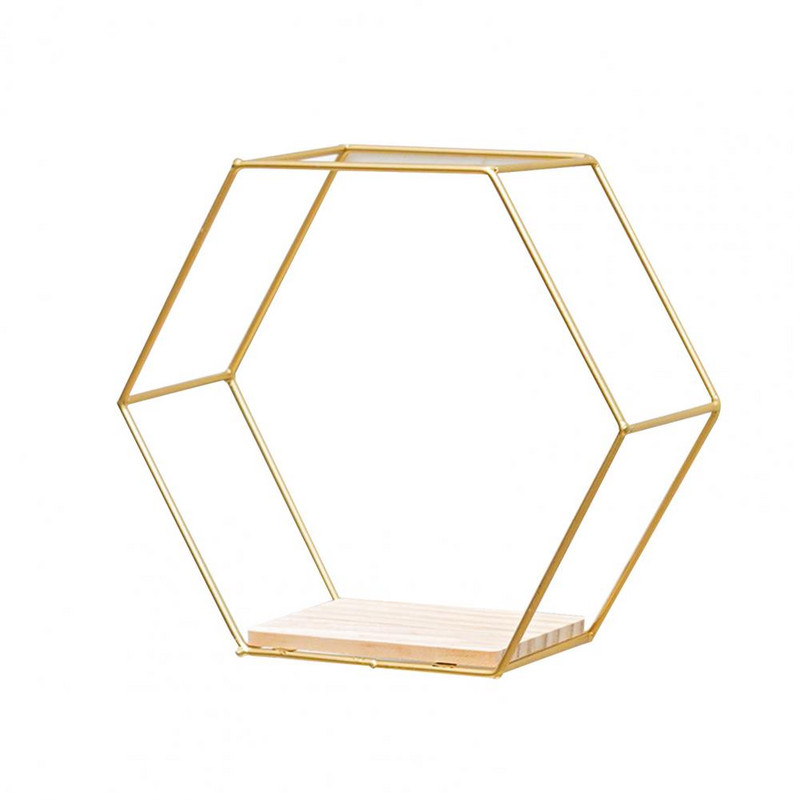 Ziemeļvalstu sešstūrains dzelzs statīvs mazs pods sienas turētājs mājas plaukta glabāšanas turētājs Mājas plaukta glabāšanas turētājs Metāla foto sienas statīvs