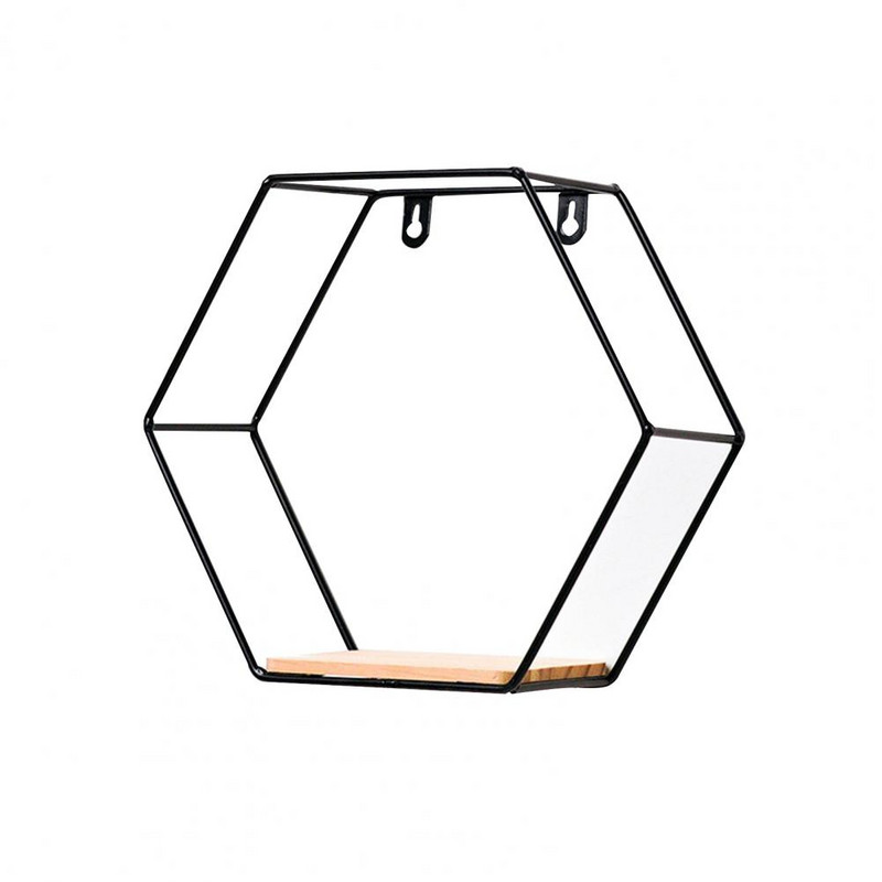 Ziemeļvalstu sešstūrains dzelzs statīvs mazs pods sienas turētājs mājas plaukta glabāšanas turētājs Mājas plaukta glabāšanas turētājs Metāla foto sienas statīvs