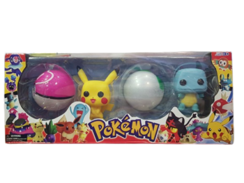 Комплект фигурки Pokémon, С топки, Пластмасови, Жълт/Син, 2 Броя