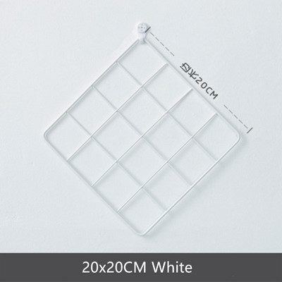 Kvadratinis modernus namų sienų meno dekoras Geležinis tinklelis nuotraukų rėmelis Atvirukai tinklinis ekranas Sandėliavimo lentyna, laikiklio laikiklis, organizatoriaus dekoras