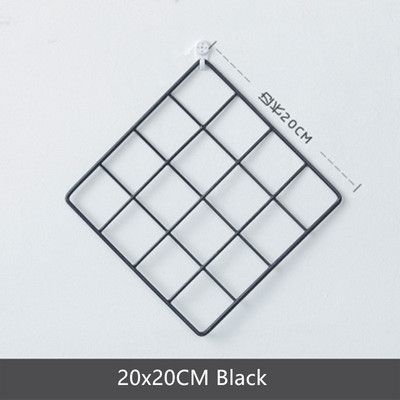 Kvadratinis modernus namų sienų meno dekoras Geležinis tinklelis nuotraukų rėmelis Atvirukai tinklinis ekranas Sandėliavimo lentyna, laikiklio laikiklis, organizatoriaus dekoras