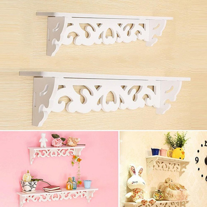 S/M dydžio pakabinama baltai raižyta sieninė lentyna Elegantiškas stelažas, paprastas ekranas, laikymo lentynos ornamentų laikiklis, namų dekoravimas