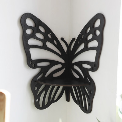 Tauriņu kristāla displeja plaukts koka statīva stūra rotājums Boho piekarināmās sienas rotaslietu turētājs Glabāšanas organizators Mājas dekors