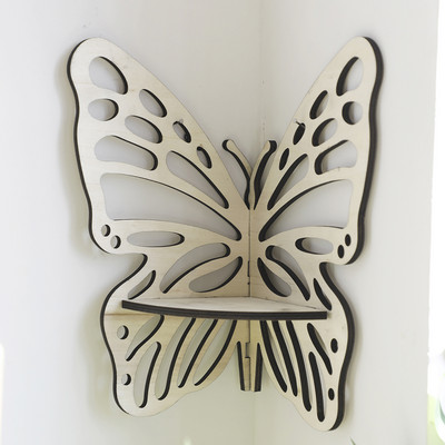 Tauriņu kristāla displeja plaukts koka statīva stūra rotājums Boho piekarināmās sienas rotaslietu turētājs Glabāšanas organizators Mājas dekors