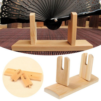 Hot 2 Sides Slot Design Сгъваема ръчна стойка за вентилатор Полезен бамбуков държач за дисплей Декорация на дома Издръжливи китайски аксесоари за вентилатори