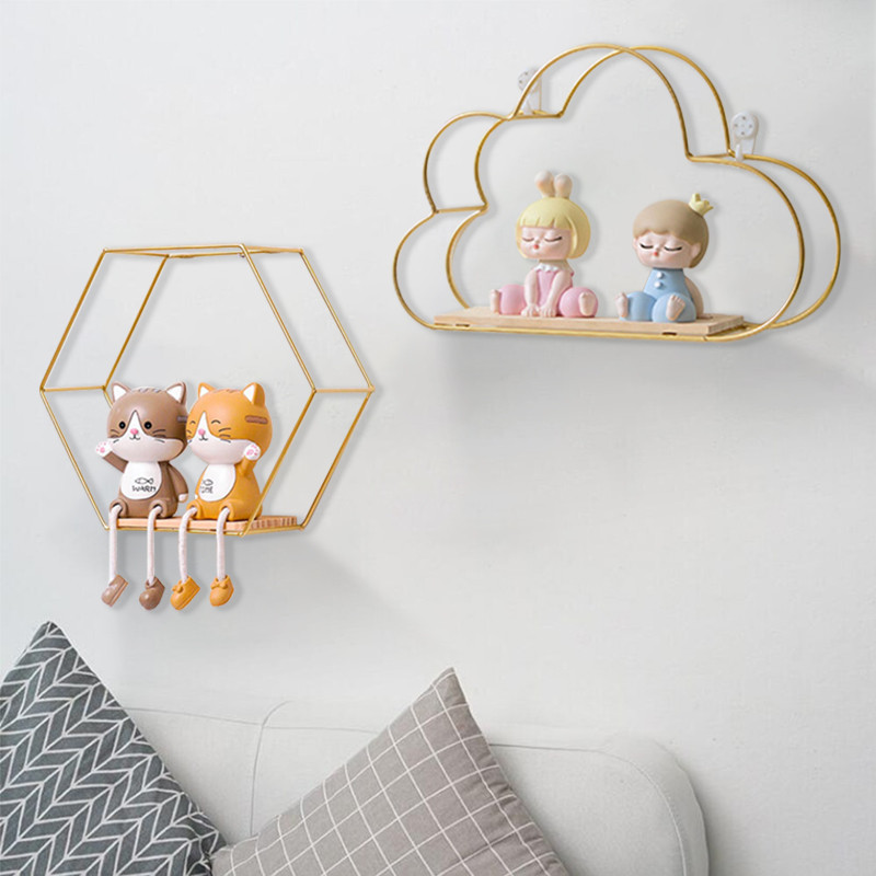 Pie sienas stiprināms plaukts sešstūrains peldošs plaukts zelta plaukts sienas dekors Moderns metāla sienas plaukts guļamistabai viesistabai virtuvei birojam