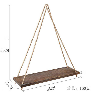 Fából készült kötél lengő falra akasztó növény virágcserép tálcára szerelhető lebegő fali polcok skandináv lakberendezés Moredn egyszerű kialakítás
