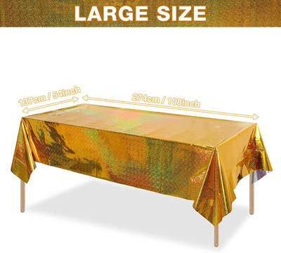 Blizganti aliuminio folijos staltiesė vestuvinė staltiesė Neperšlampama Gimtadienio stačiakampė staltiesė 54x108 colių