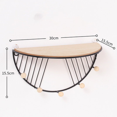 Πρόσφατα ημικυκλικά πλωτά ράφια επιτοίχια ρουστίκ σιδερένια ράφια αποθήκευσης τοίχου Οργανωτή διακόσμηση για υπνοδωμάτιο Etagere Murale