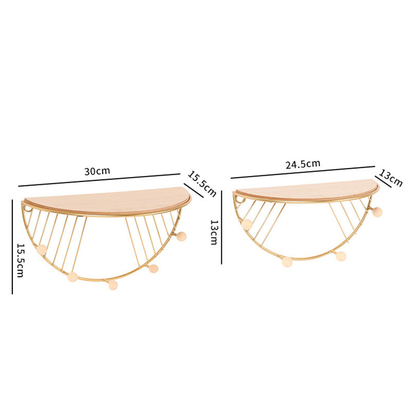 Πρόσφατα ημικυκλικά πλωτά ράφια επιτοίχια ρουστίκ σιδερένια ράφια αποθήκευσης τοίχου Οργανωτή διακόσμηση για υπνοδωμάτιο Etagere Murale