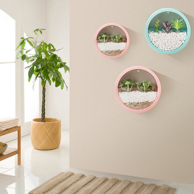 Šiuolaikinė apvali geležinė sieninė vaza Nordic Makaron Svetainės sienų apdaila Kabantis vazonas žuvies bakas Namai Svetainės dekoras