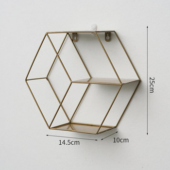 Органайзер за съхранение Плаваща геометрична фигура Гладки линии Желязо Творчески стелаж за съхранение с кръгла форма Домашни декоративни рафтове