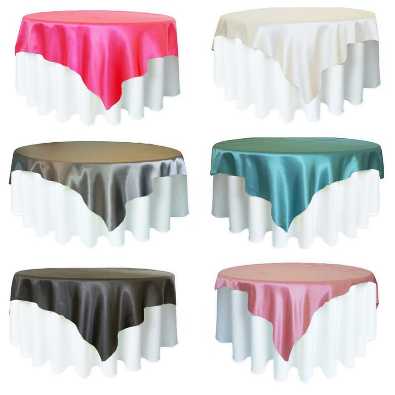145cm/175cm/180cm/228cm Kvadrātveida apaļš galdauts, satīna audums, ciets galdauts, pārklājs kāzu ballītei banketam mājas galda dekors