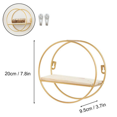 Nordic Wall metāla glabāšanas turētājs Peldošs sešstūris montēts plaukta rāmis zelta plaukti, sienas glabāšanas un displeja mājas dekorēšana