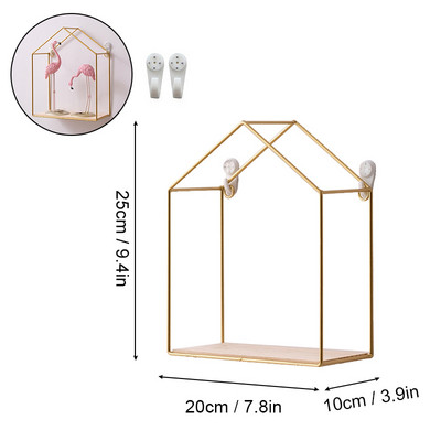 Nordic Wall metāla glabāšanas turētājs Peldošs sešstūris montēts plaukta rāmis zelta plaukti, sienas glabāšanas un displeja mājas dekorēšana