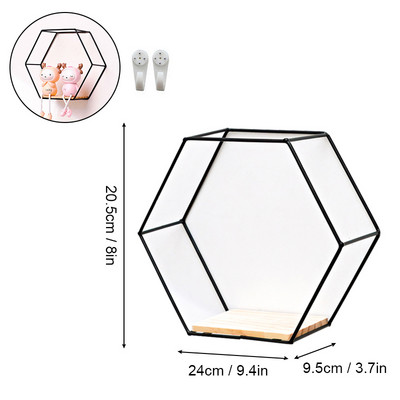 Nordic Wall metāla glabāšanas turētājs Peldošs sešstūris montēts plaukta rāmis zelta plaukti, sienas glabāšanas un displeja mājas dekorēšana
