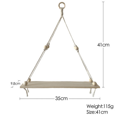 Viena/divslāņu makrama piekaramie plaukti Peldošais plaukts augiem Koka sienas plaukts guļamistabai, viesistabai Boho mājas dekors