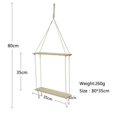 Viena/divslāņu makrama piekaramie plaukti Peldošais plaukts augiem Koka sienas plaukts guļamistabai, viesistabai Boho mājas dekors