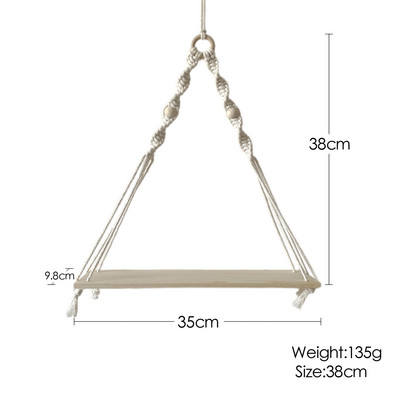 Viena/divslāņu makrama piekaramie plaukti Peldošais plaukts augiem Koka sienas plaukts guļamistabai, viesistabai Boho mājas dekors