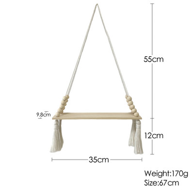 Viena/divslāņu makrama piekaramie plaukti Peldošais plaukts augiem Koka sienas plaukts guļamistabai, viesistabai Boho mājas dekors