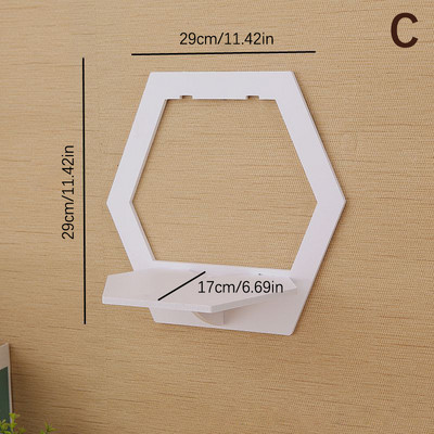 Sešstūra sienas dekoratīvais plaukts ar perforatoru bezmaksas nakts displeja statīvs Sienas puķu podu turētājs TV fons viesistabas sienas pakaramais