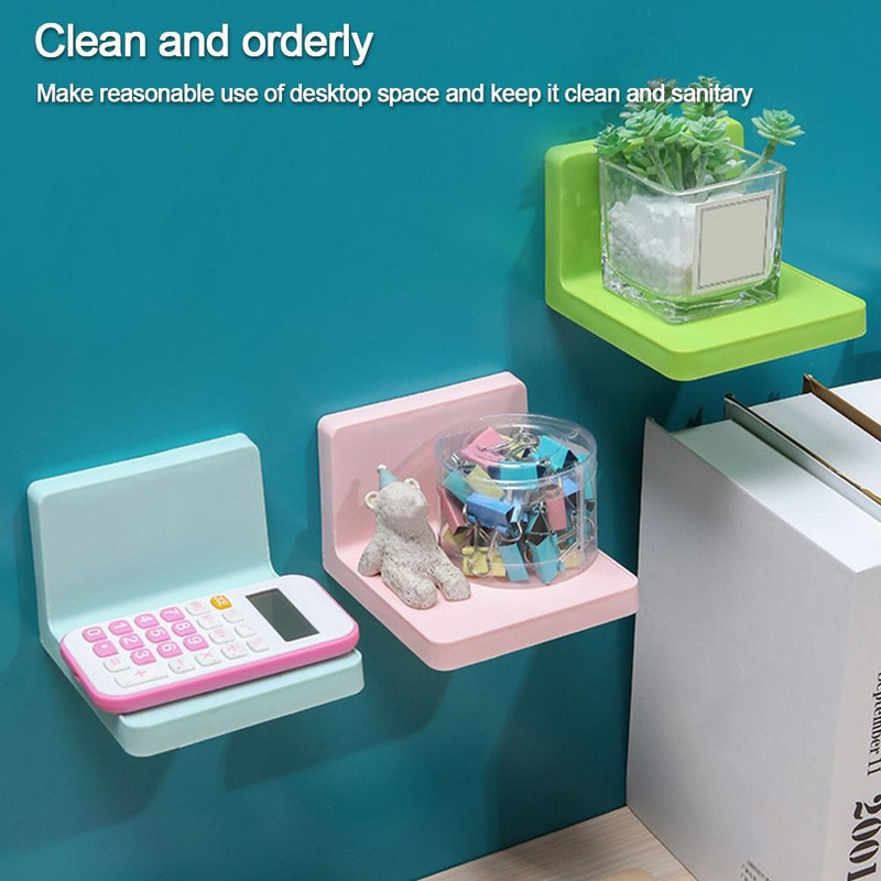 Sienas plaukts bez perforatora Mājas apdares statīvs Rokdarbu displeja kronšteins Dažādas preces Plaukti Vannas istabas glabāšanas turētājs Dekoratīvie plaukti