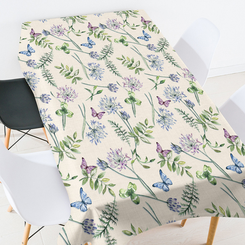 Állatvirágok terítő manteles de mesa téglalap alakú lila terítő asztalterítő terítő téglalap alakú esküvői dekoráció