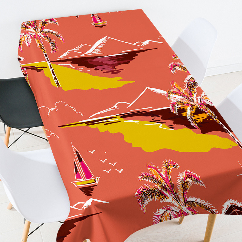 Krāsains kokosriekstu koka galda pārklājs kāzu galda pārklājs sarkans galdauts izšūts galdauts galdauts galdauts