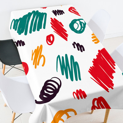 Krāsains apdrukas galdauts taisnstūrveida Galds Taisnstūra galdauti Elastīgs stikla galda aizsargs telpas dekors estētisks