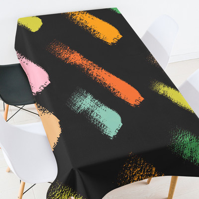 Krāsains apdrukas galdauts taisnstūrveida Galds Taisnstūra galdauti Elastīgs stikla galda aizsargs telpas dekors estētisks