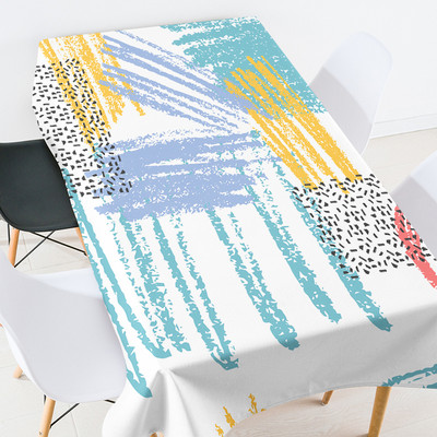 Krāsains apdrukas galdauts taisnstūrveida Galds Taisnstūra galdauti Elastīgs stikla galda aizsargs telpas dekors estētisks