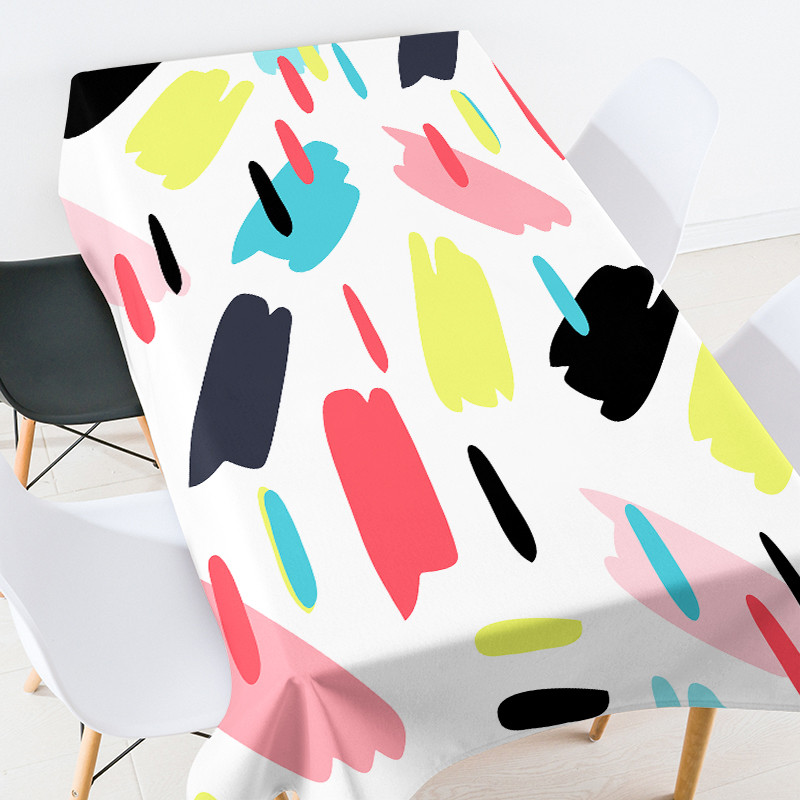 Krāsains apdrukas galdauts taisnstūrveida Galds Taisnstūra galdauti Elastīgs stikla galda aizsargs telpas dekors estētisks