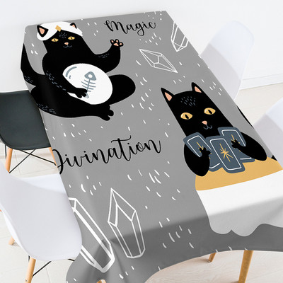 Karikatūra kaķu galdauts taisnstūrveida galdauts galdauts lina galdauts galda pārklāji kāzu dekori istabas dekori estētisks mētelis