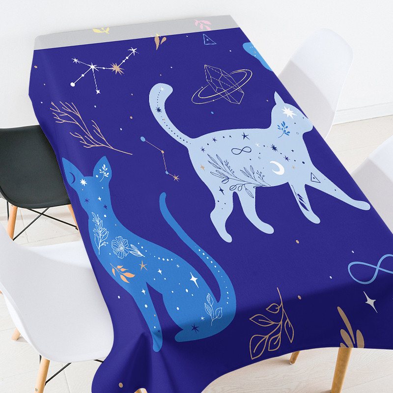 Karikatūra kaķu galdauts taisnstūrveida galdauts galdauts lina galdauts galda pārklāji kāzu dekori istabas dekori estētisks mētelis