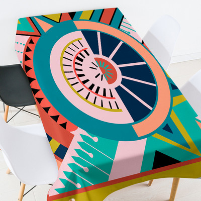 Ģeometriskas apdrukas ziedu kafijas galdiņš viesistabai ūdensizturīgs galdauts eiropas galdauti pusdienu galda komplekta dekorēšana