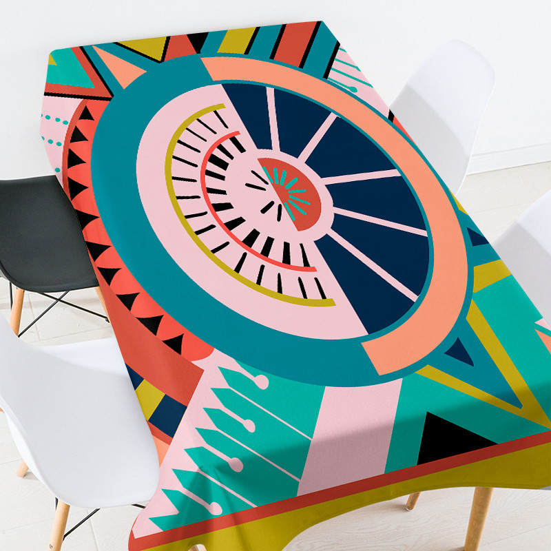 Ģeometriskas apdrukas ziedu kafijas galdiņš viesistabai ūdensizturīgs galdauts eiropas galdauti pusdienu galda komplekta dekorēšana