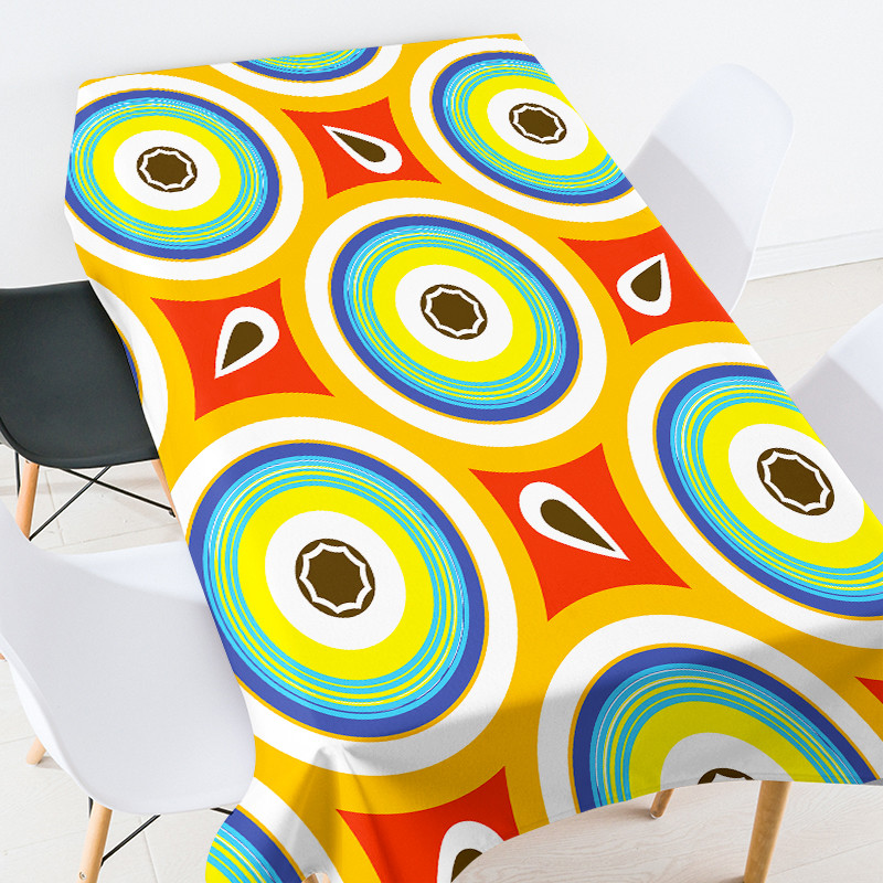 Ģeometriskas apdrukas ziedu kafijas galdiņš viesistabai ūdensizturīgs galdauts eiropas galdauti pusdienu galda komplekta dekorēšana