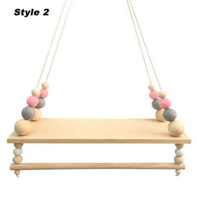 1Gb Ziemeļvalstu sienas iekarināmas krelles, koka dēļa foto rekvizīti Bērnu istabas glabāšanas plaukts ar dvieļu kātu