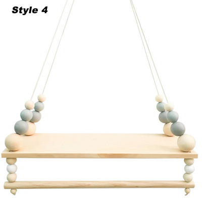 1Gb Ziemeļvalstu sienas iekarināmas krelles, koka dēļa foto rekvizīti Bērnu istabas glabāšanas plaukts ar dvieļu kātu