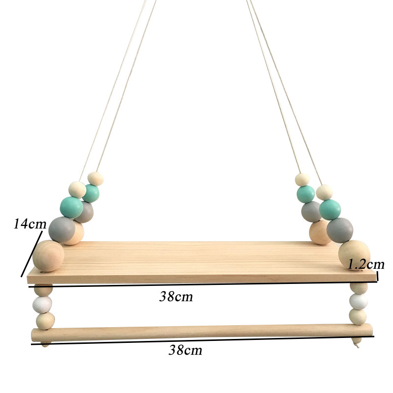 1Gb Ziemeļvalstu sienas iekarināmas krelles, koka dēļa foto rekvizīti Bērnu istabas glabāšanas plaukts ar dvieļu kātu