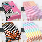 Ģeometriski svītrains režģis kāzu dekorācijas galdauts ūdensizturīgs telpu dekorējums estētisks izšūts galdauts galdauts