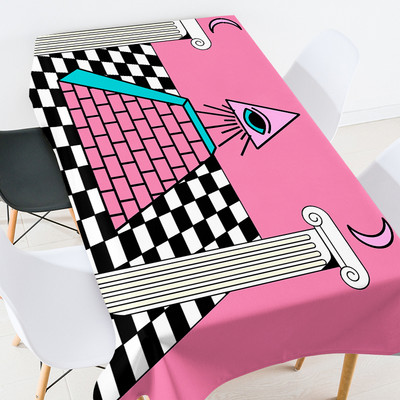 Ģeometriski svītrains režģis kāzu dekorācijas galdauts ūdensizturīgs telpu dekorējums estētisks izšūts galdauts galdauts