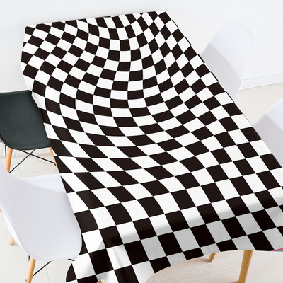 Ģeometriski svītrains režģis kāzu dekorācijas galdauts ūdensizturīgs telpu dekorējums estētisks izšūts galdauts galdauts